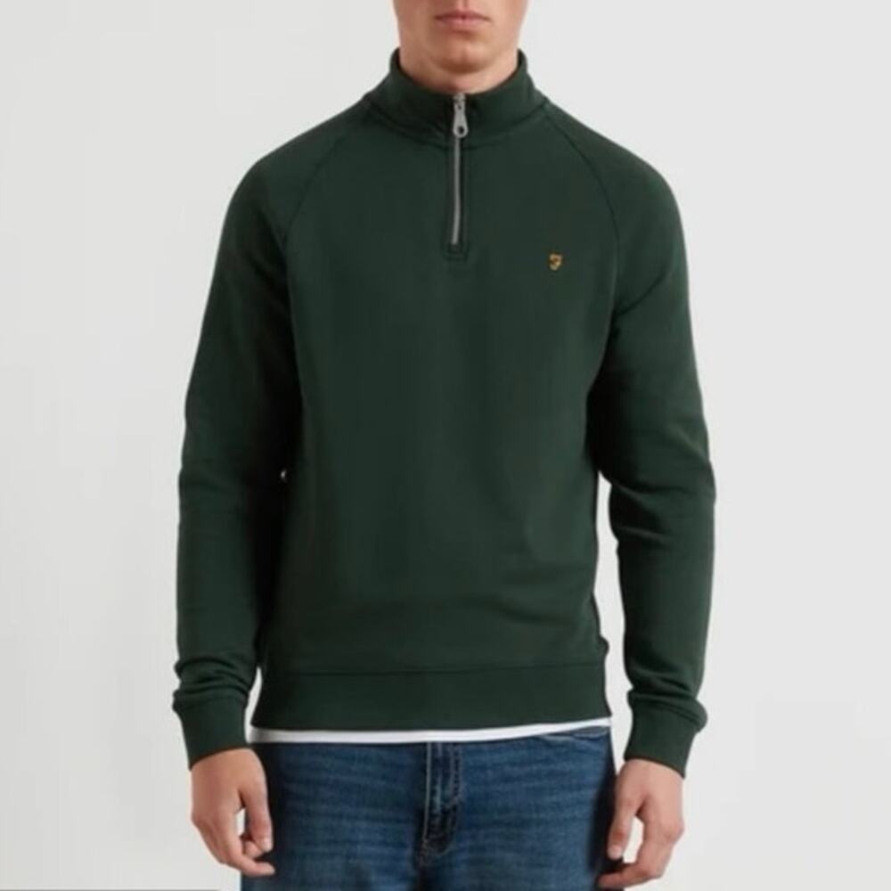 Farah men’s Jim green quarter zip pull over large